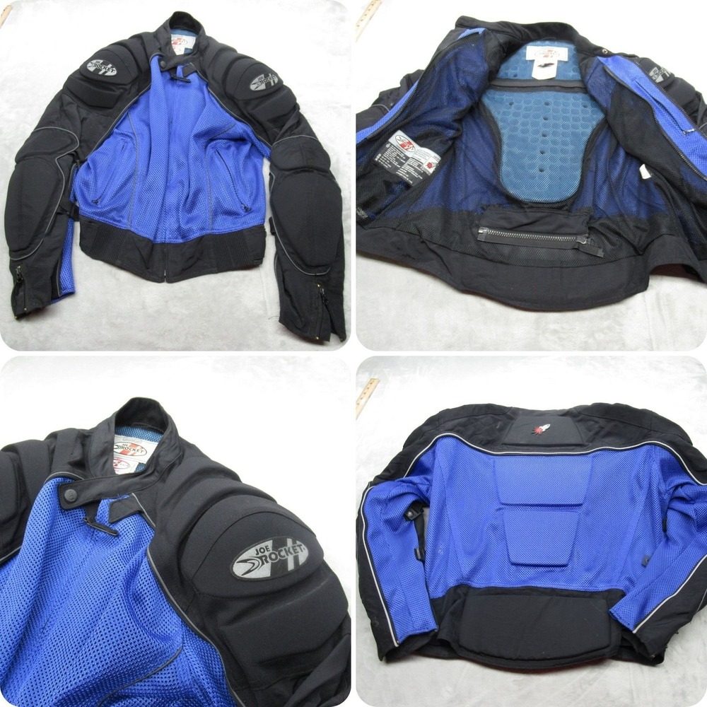 Joe Rocket Armored Jacket Mens Large Blue Mesh Motorcycle Padded
